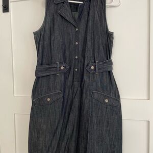 Tommy Hilfiger Blue Sleeveless Sundress with Notched Collar